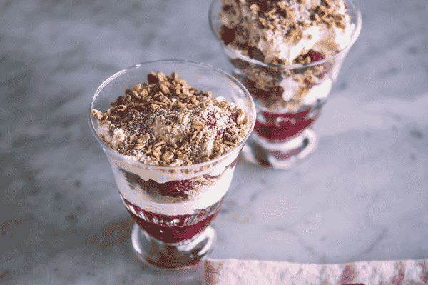 Two glasses of Scottish Cranachan desserts 