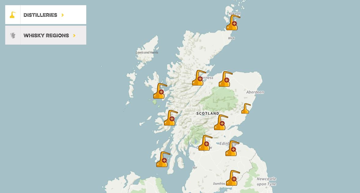 Interactive whisky map on VisitScotland 